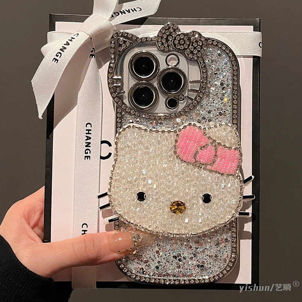 Чехол для телефона Full Diamond Hello Kitty Iphone 15Pro 16Promax Girlish Heart 14 Plus 13/12 с героями