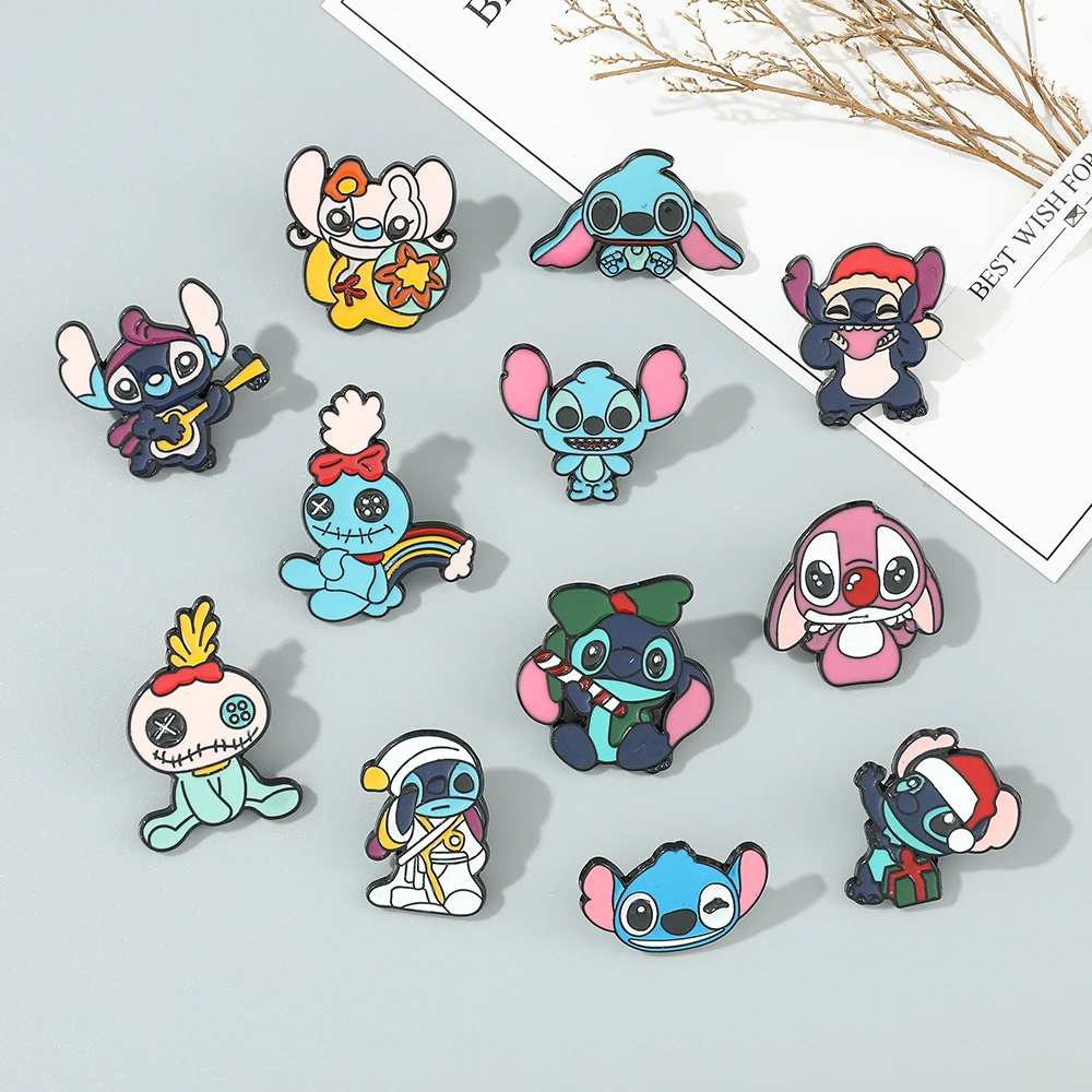 Мультяшная эмалированная брошь в виде Лило и ститча милая булавка для лацкана с