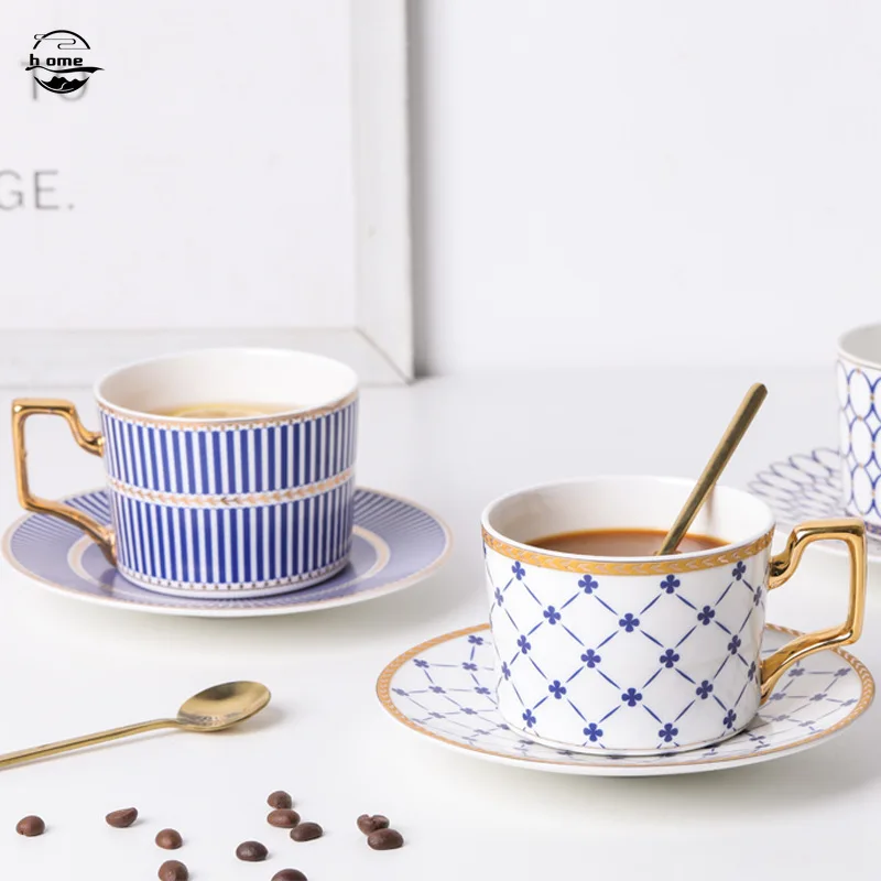

Ceramic Coffee Cup with Saucer Nordic Light Luxury Bone China Afternoon Tea Cups Delicate Espresso Mug with Spoon Tea Set Design