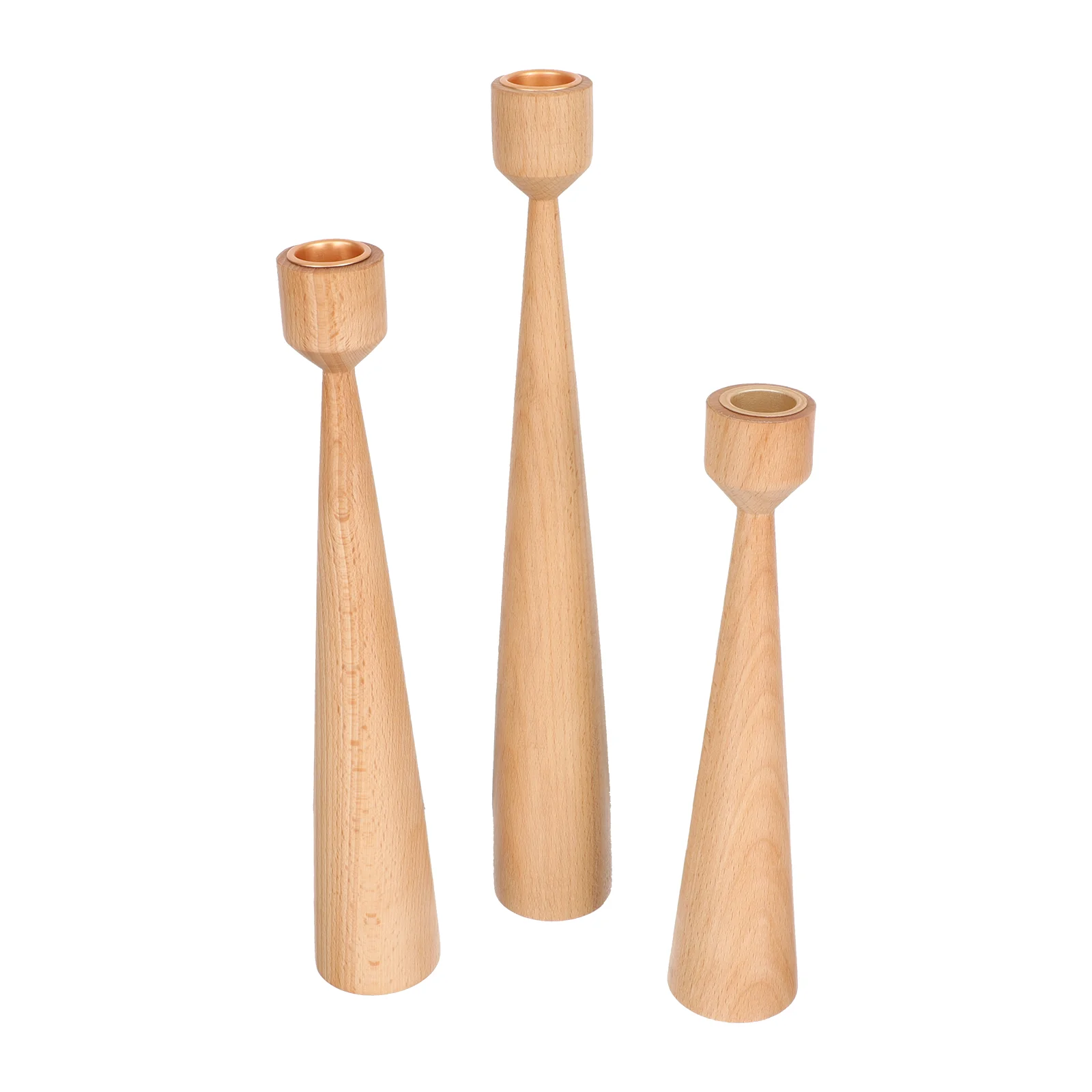 

3 Pcs Wooden Holder Desktop Decor Farmhouse Candelabra Ornaments Decorative Candelabra Metal Vintage Chamberstick Banquet