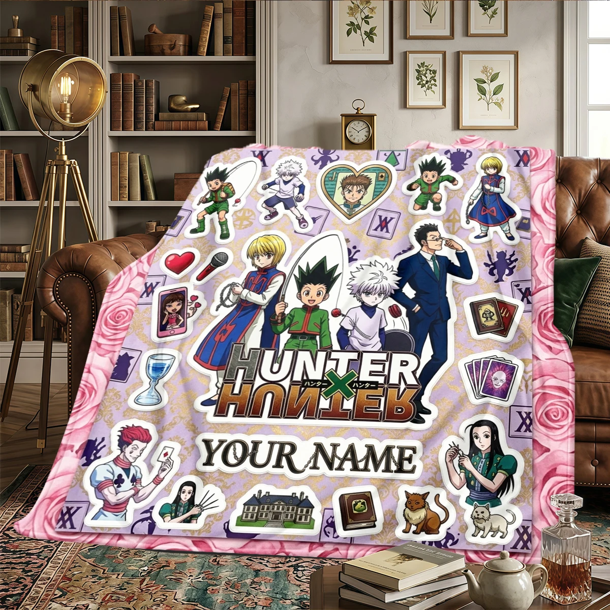 Фото Фланелевое одеяло с принтом Hunter x Hunter - теплое и удобное, подходит для спальни, дивана, кровати, кресла, пикника, путешествий - HE43 №5