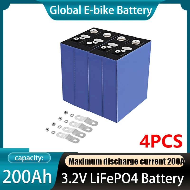 

4pcs LiitoKala Grade A NEW 3.2V 200Ah Lifepo4 Battery LFP Lithium Solar 12V 24V 202ah Cells Not 280Ah EV Marine RV Golf
