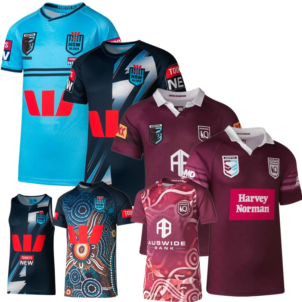 

QLD Maroons INDIGENOUS 2023 2024 rugby jersey Australia QUEENSLAND STATE OF ORIGIN NSW BLUES home Training rugby shirt