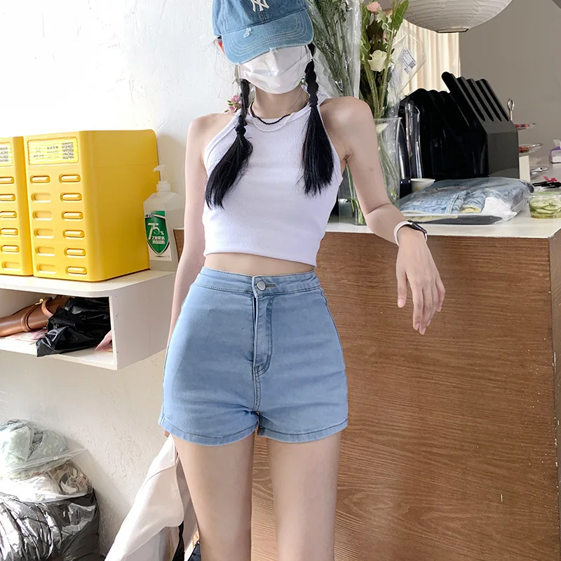 

High waist stretch denim shorts women jeans 2023 summer new Korean version jeans Slim show thin hundred tight A word hot pant