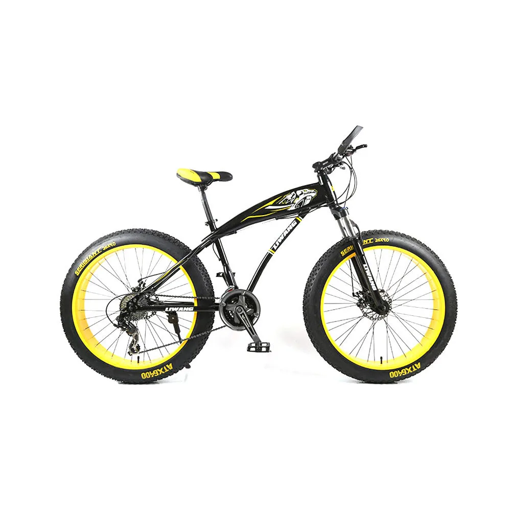 

24/26 Inches 21 Speed Snow Bicycle Dual Disc Brake Shock-Absorbing Front Fork Wide Wheel Outdoors Cross-Country Mountain Bike