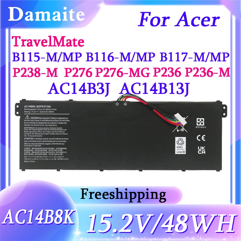 AC14B8K Аккумулятор для Acer Aspire V3-371 V3-111 ES1-111 ES1-512 R3-131T R5-471T R7-371T R7-372T Nitro 5 AN515-51 AN515-52 AN515-53