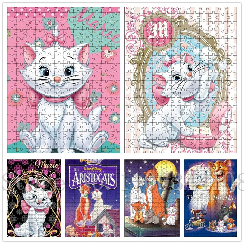 Пазлы из мультфильмов Disney аристократы, 300/500/1000 штук, бумажные пазлы с котами Мари для детей, Игрушки для раннего развития