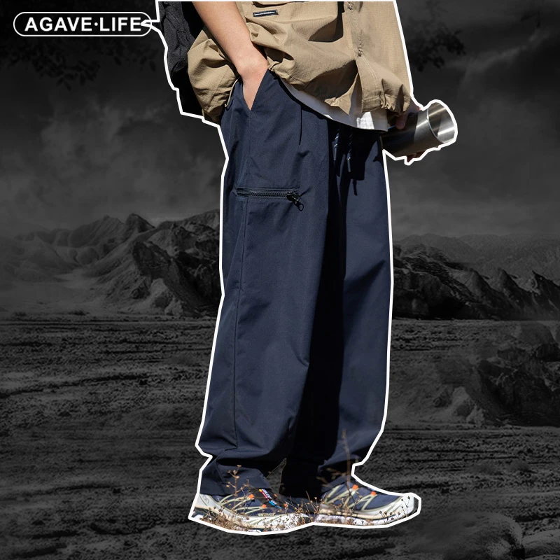 

Функциональный Свободный комбинезон, мужские весенне-осенние японские уличные повседневные брюки на молнии с карманами в стиле ретро, мужские однотонные брюки для отдыха