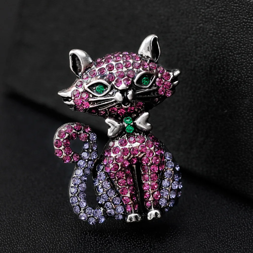 

Fashion Multi-colored Kitten Brooch Delicate Sweet Cute Pink Cat Animal Pins Corsage Vintage Clothing Accessories Gifts
