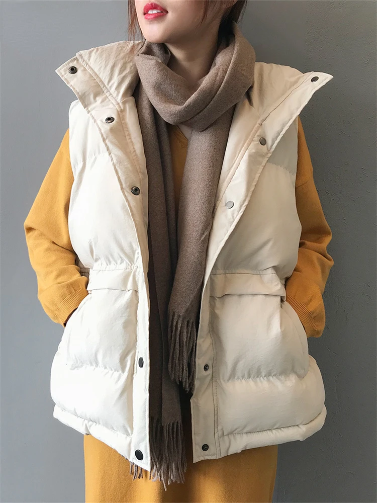 

Женская куртка без рукавов, черная или бежевая Элегантная куртка-парка в Корейском стиле на осень и зиму, 2022