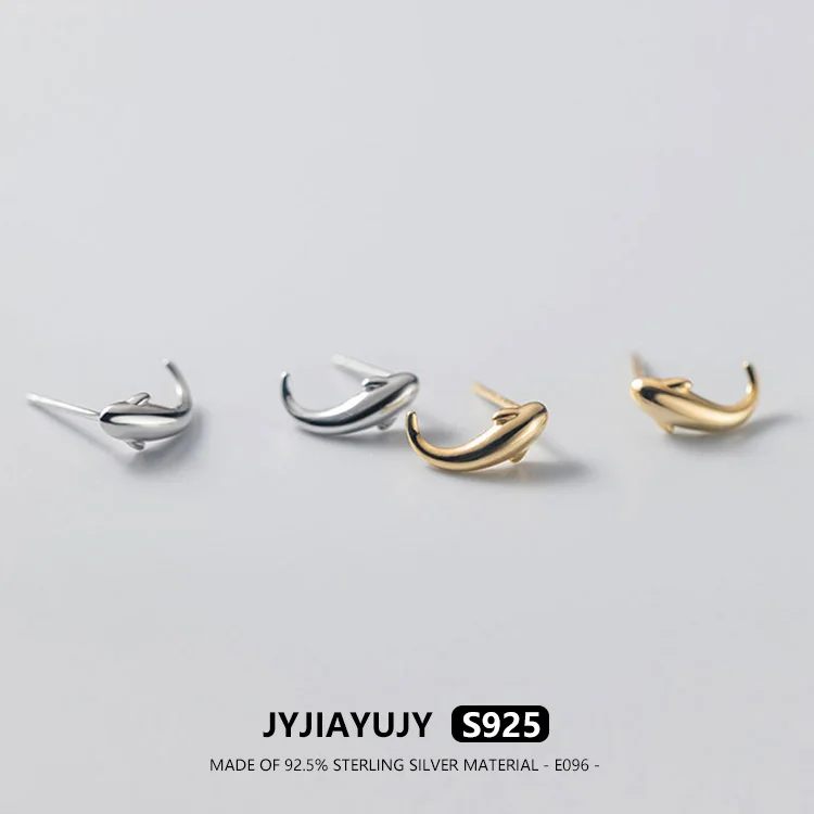 

JYJIAYUJY 100% Sterling Silver S925 Earrings Fish Style Stud 10MM Whale Two Colors Design Fashion Jewelry Gift Daily Use E096