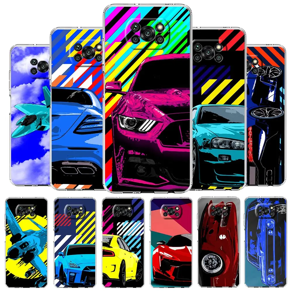 

JDM Sports Car Lamp Aircraft Phone Case For Xiaomi Poco X3 NFC F3 M3 X4 X5 Pro 5G Mi 11 12 Lite Ultra 11T 11X 12T Pro 11i Cover