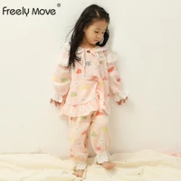freely move kid girls lapel pajama sets lace full ruffles sleevetoddler kid%e2%80%98s pajamas set sleep loungewear children%e2%80%99s clothing