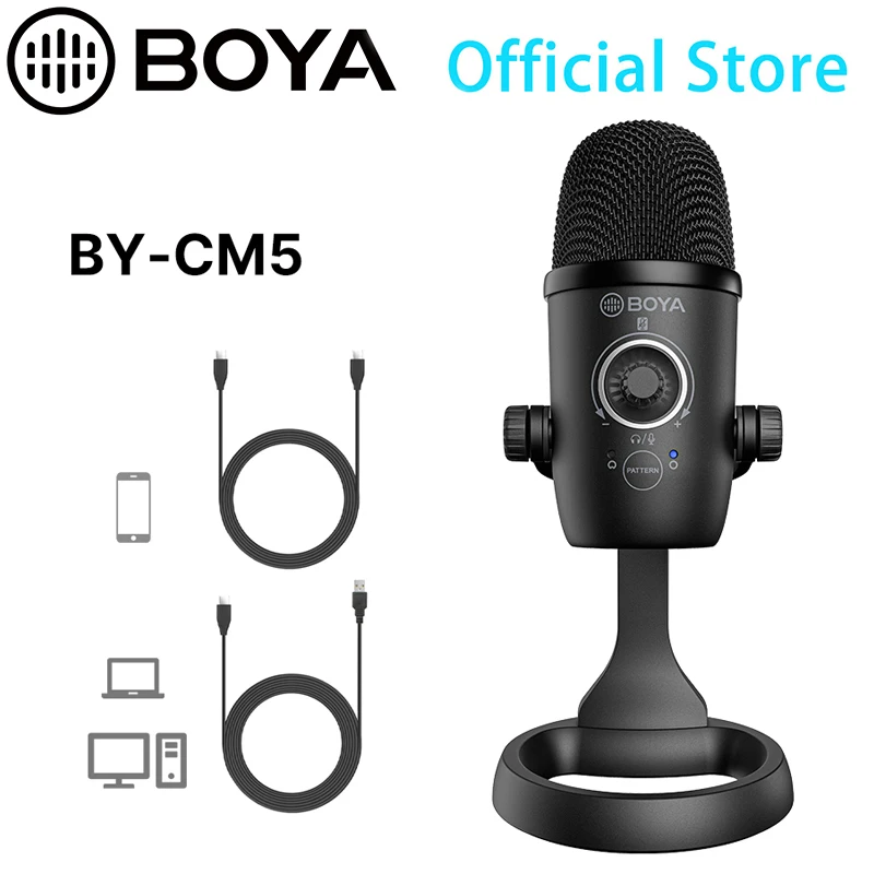 BOYA BY-CM5 Desktop Condenser USB Microphone for PC Mobile Phone iPhone Android Laptop Windows Mac Streaming Youtube Recording enlarge