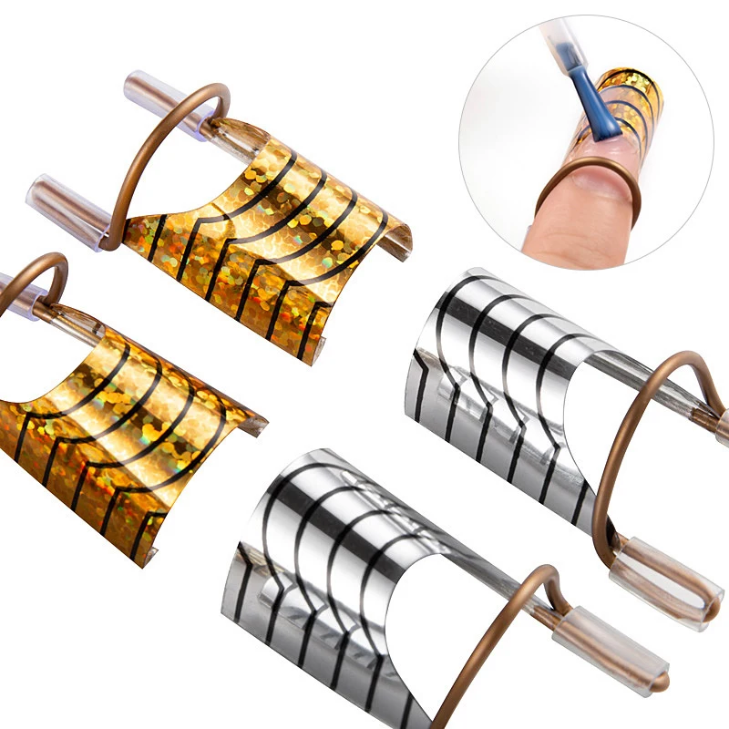 

5pcs Reusable Nails Form Nail Art Aluminum Holder Extension Nail Tool Holder Acrylic Extension Equipment Nail Art Manicure Tools
