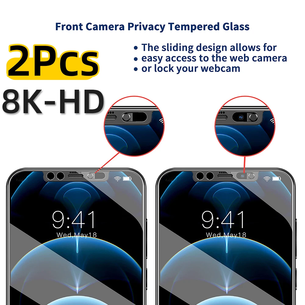 

Front Camera Anti Hacking Screen Protector for iPhone 13 Pro Max HD Tempered Glass 11 12pro xs max Full Coverage Tempered Glass