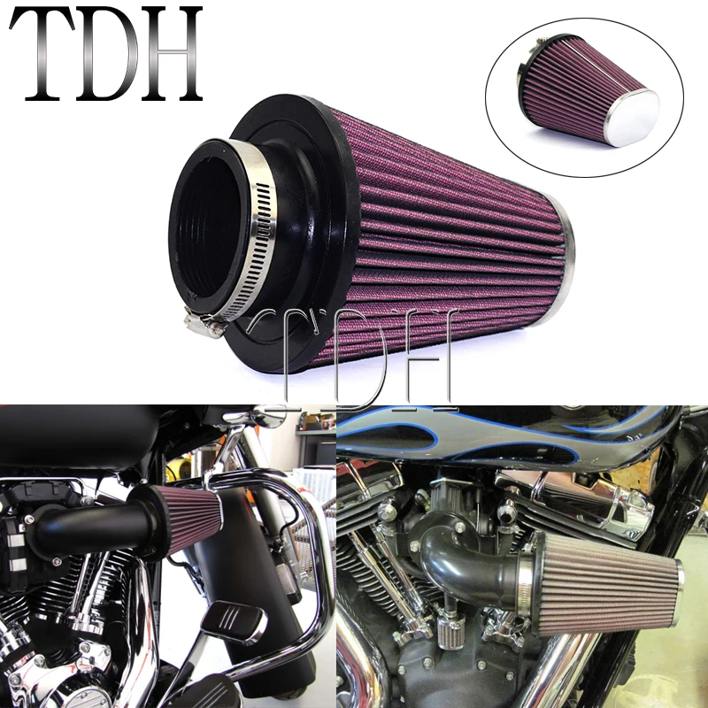 

Мотоциклетный красный элемент воздушного фильтра с высоким расходом, овальный конический RC-3680 для Harley Softail Road King, универсальный воздушный фильтр на заказ Buell