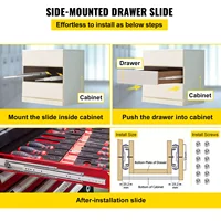 16"-52" Heavy Duty Drawer Slide Rail 225kg 3-Section Slide Mounted Load-Bearing Guide Rail Thickening Furniture Hardware