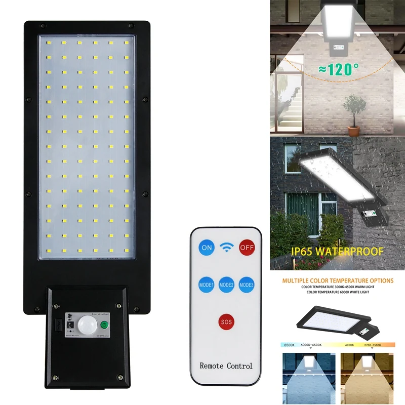 

LED Solar Street Lights Outdoor Solar Lamp With Remote Control Waterproof Motion Sensor Security Lighting For Patio