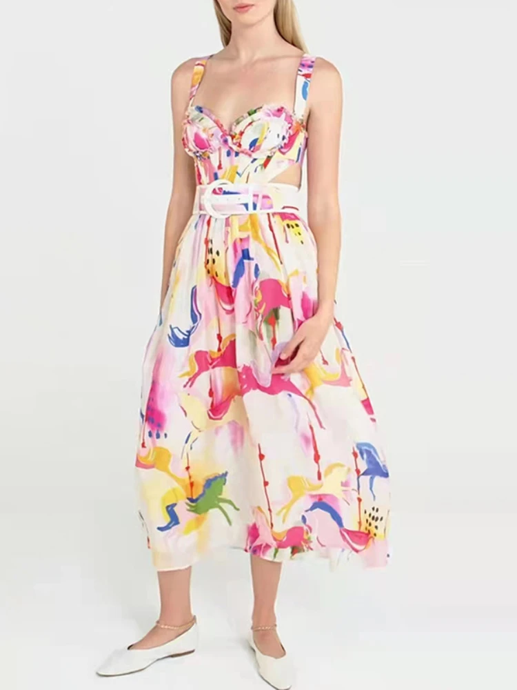 

Elegant Floral Dresses for Women Summer 2022 Luxury Evening Designer Holiday Vestido Sexy Prom Party Outfits Robe Femme Clothing