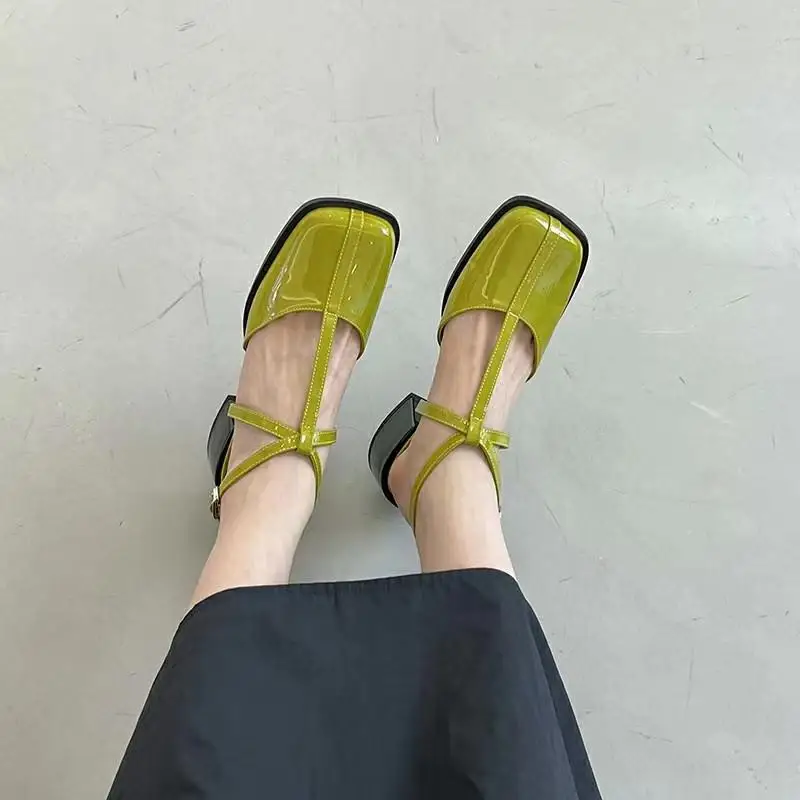 

Сандалии Baotou женские на толстом каблуке, Туфли Мэри Джейн, универсальная модная обувь, пустая подошва, весна-лето 2022