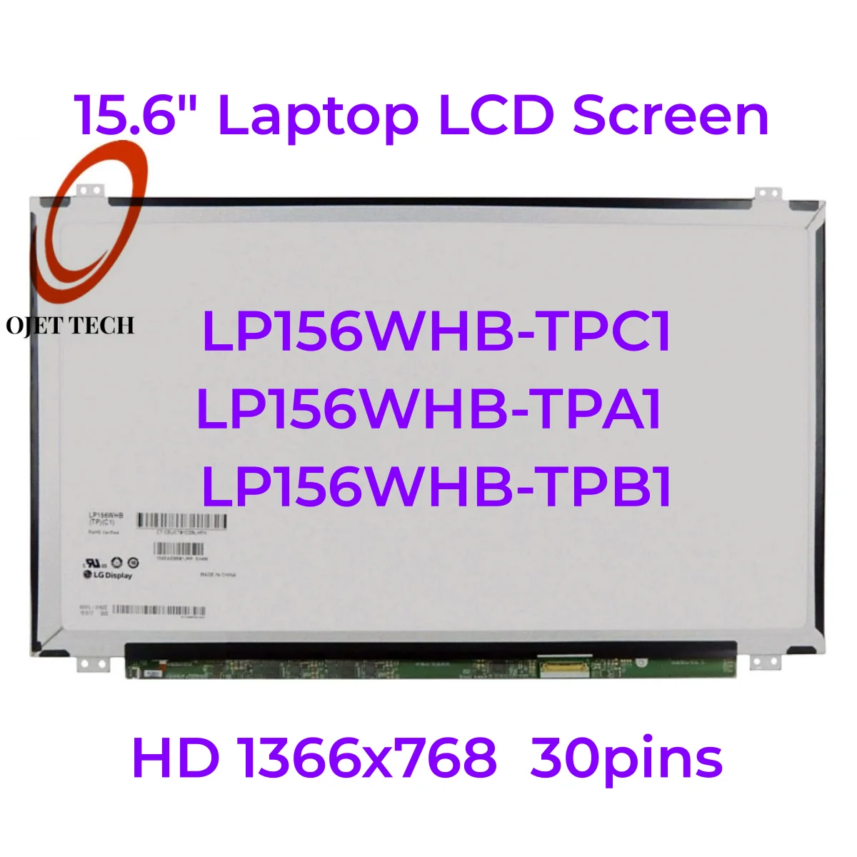 15,6-дюймовый ЖК-экран для ноутбука LP156WHB-TPC1 TPA1 TPB1 TPD1 LP156WH3 TPS1 TPA1 LP156WHU-TPG1 HD 1366x76 8, ЖК-дисплей, панель, 30pin eDP