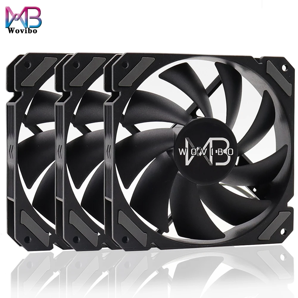 Wovibo 120mm Fan Black PWM 4PIN 12V DC Case Fans For CPU Cooler