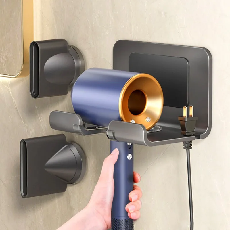 

Puch Free Wall Mounted Rack Hair Dryer Holder self-pasting Storage Holder BathroomToilet Shelf Shelve Hair Brush Storage Bracket