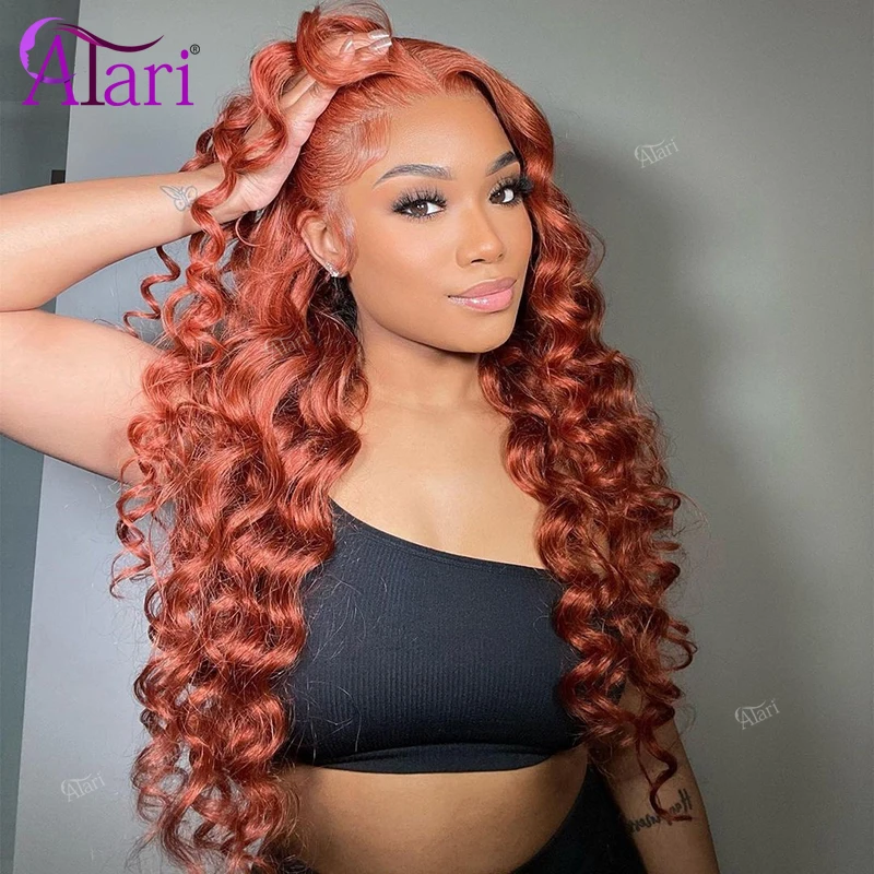 Rose Brown Deep Wave 13x4 Lace Frontal Wig Transparent Lace Closure Human Hair Wigs Reddish Brown Loose Deep Wave Wig for Women