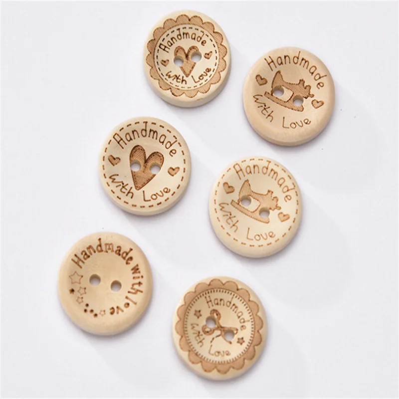 

100pcs Heart Wood Buttons Sewing Scrapbooking Gift Handwork Home Clothing Decor Wooden Decorative handmade