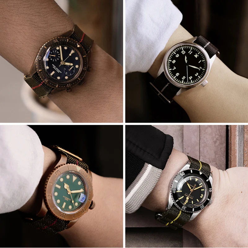 Ремешок нейлоновый для наручных часов Seiko Tudor Rolex эластичный браслет французских