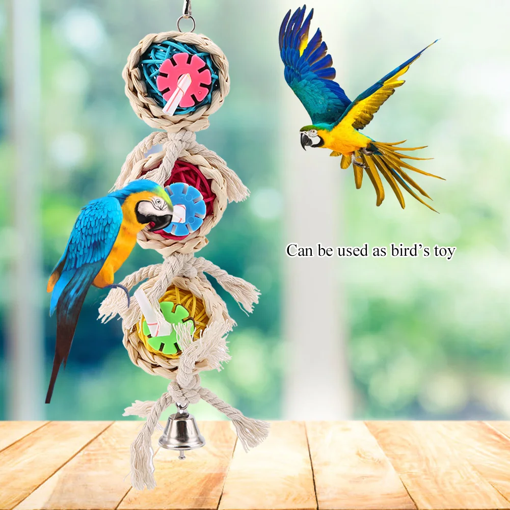 

Bird Swing Toy Bite Resistant Rattan Ball Skewer For Pet Bird Hanging On Birdcage