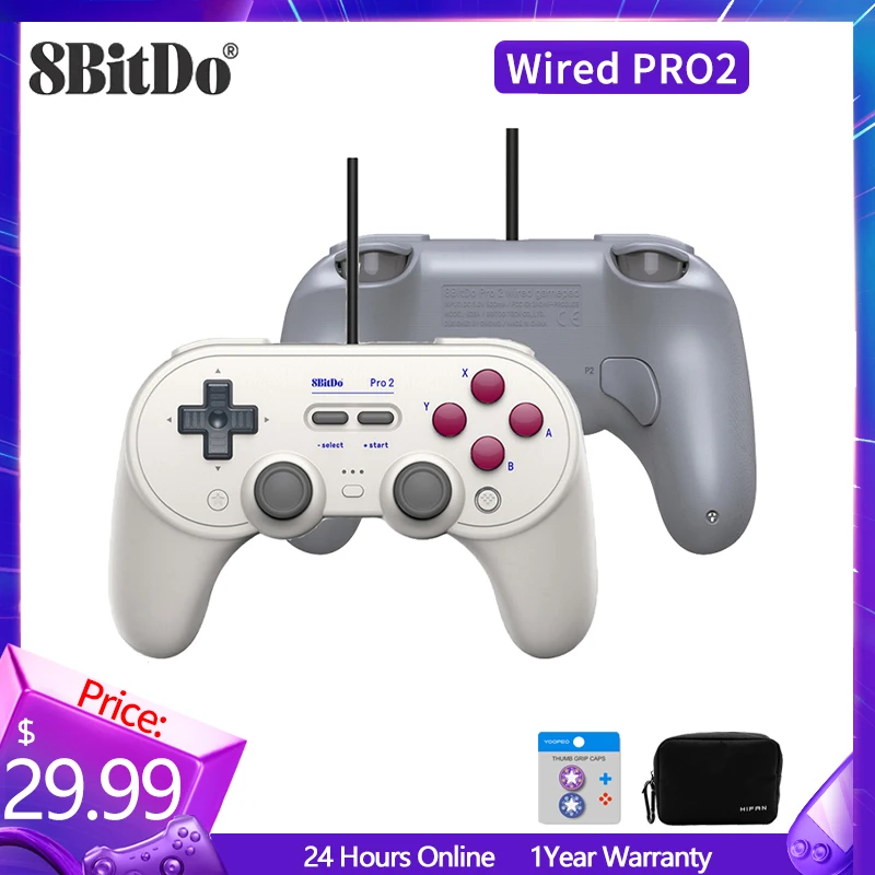 

8bitdo Pro 2 проводной контроллер-Настраиваемые Профили, улучшенный захват, 2 кнопки назад-совместим с переключателем, паровой палубой, ПК