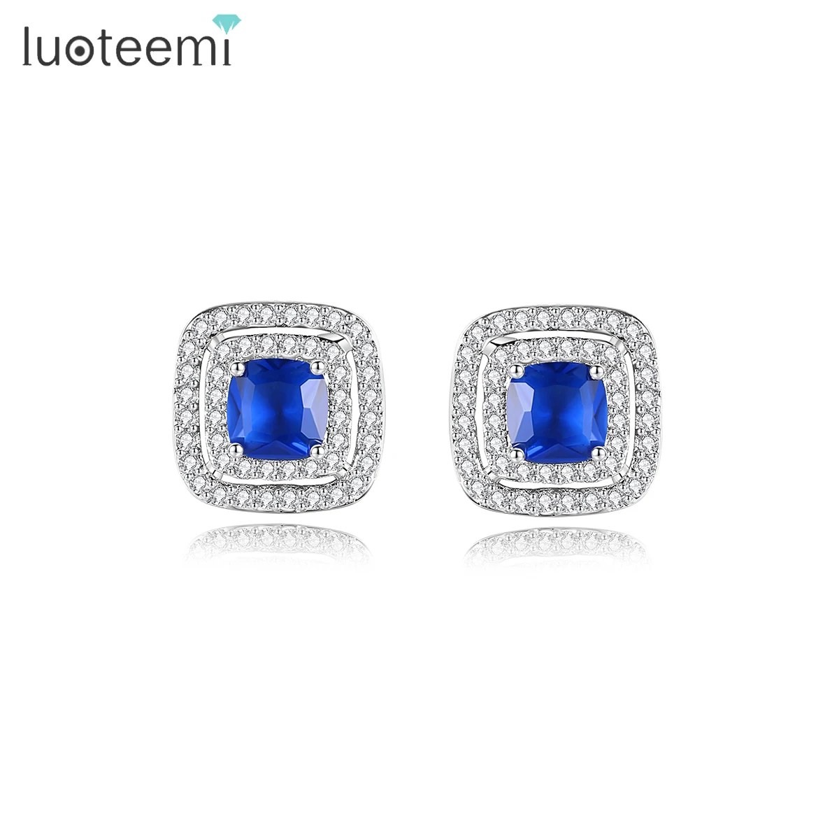 

LUOTEEMI New Arrival 2022 Trendy Stud Earring for Women Fashion CZ Micro Pave Cute Design Wedding Bridal Accessories for Girl