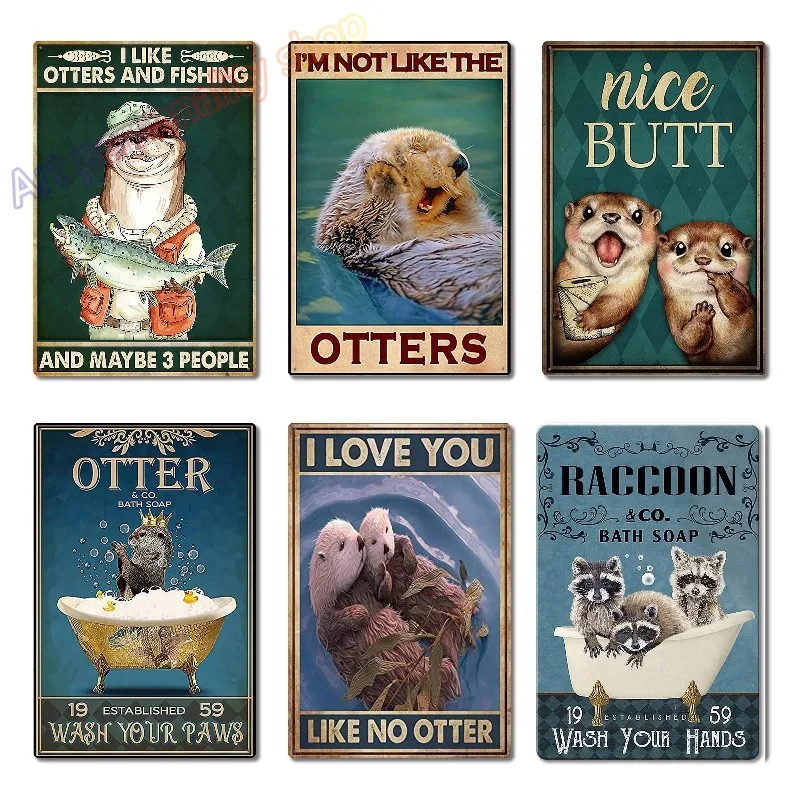 Eeypy енот Туалет Красивая ягодица для плаката металлический жестяной знак