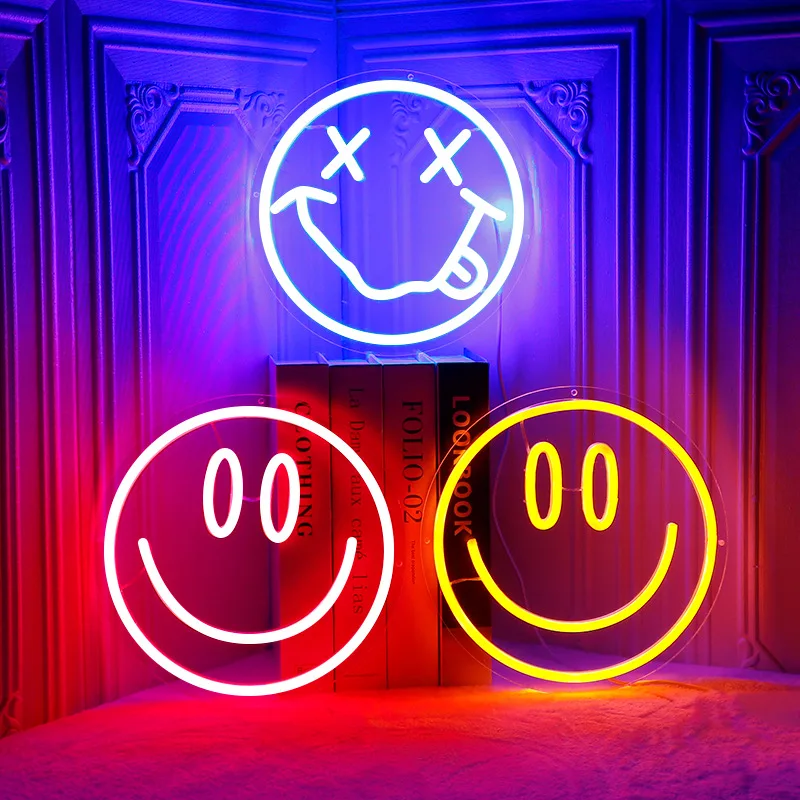 

Smile Face Neon Sign Led Neon Light Wall Decor USB Powered Smiley Face Light Up Signs for Bedroom Kids Room Wedding Party Decor