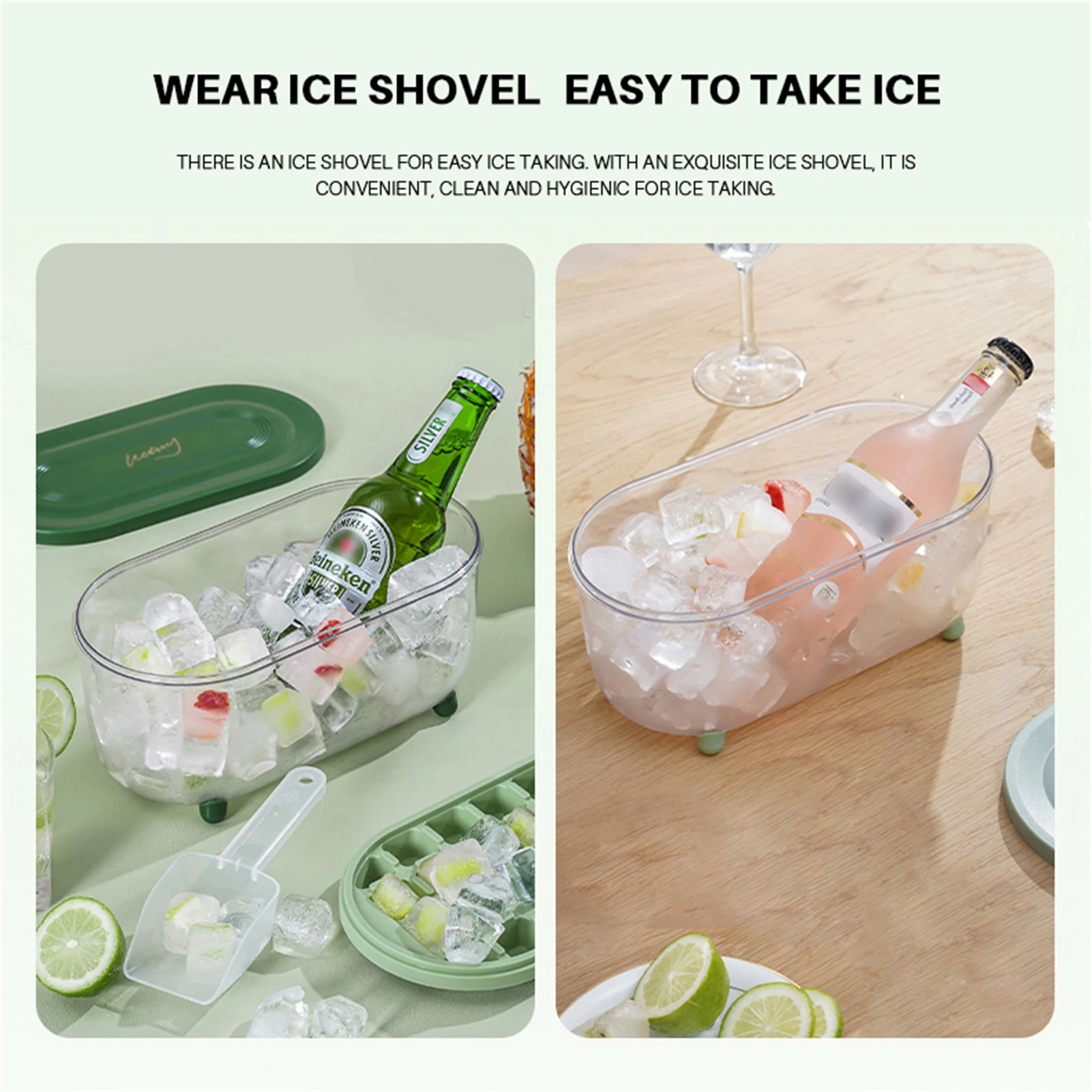 

Ice Cube Tray With Lid And Bin Easy Release Silicone Ice Trays For Freezer With Lid Container And Scoop Silicone Ice Cube Trays