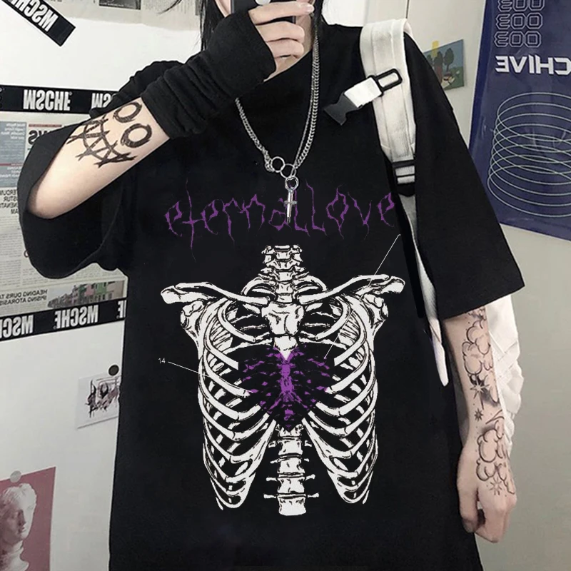 

Summer Goth Plus Size Women Clothing Graphic T Shirts Gothic Clothes Angel Skull Korean Fashion Short sleeve t shirt Womens Tops