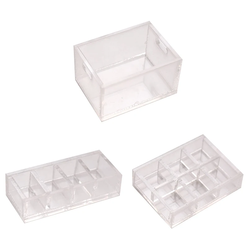 

1pc DollHouse Mini Transparent 4/6 Grid Storage Box Cosmetic Jewelry Storage Box Lattice Model Decor Toy