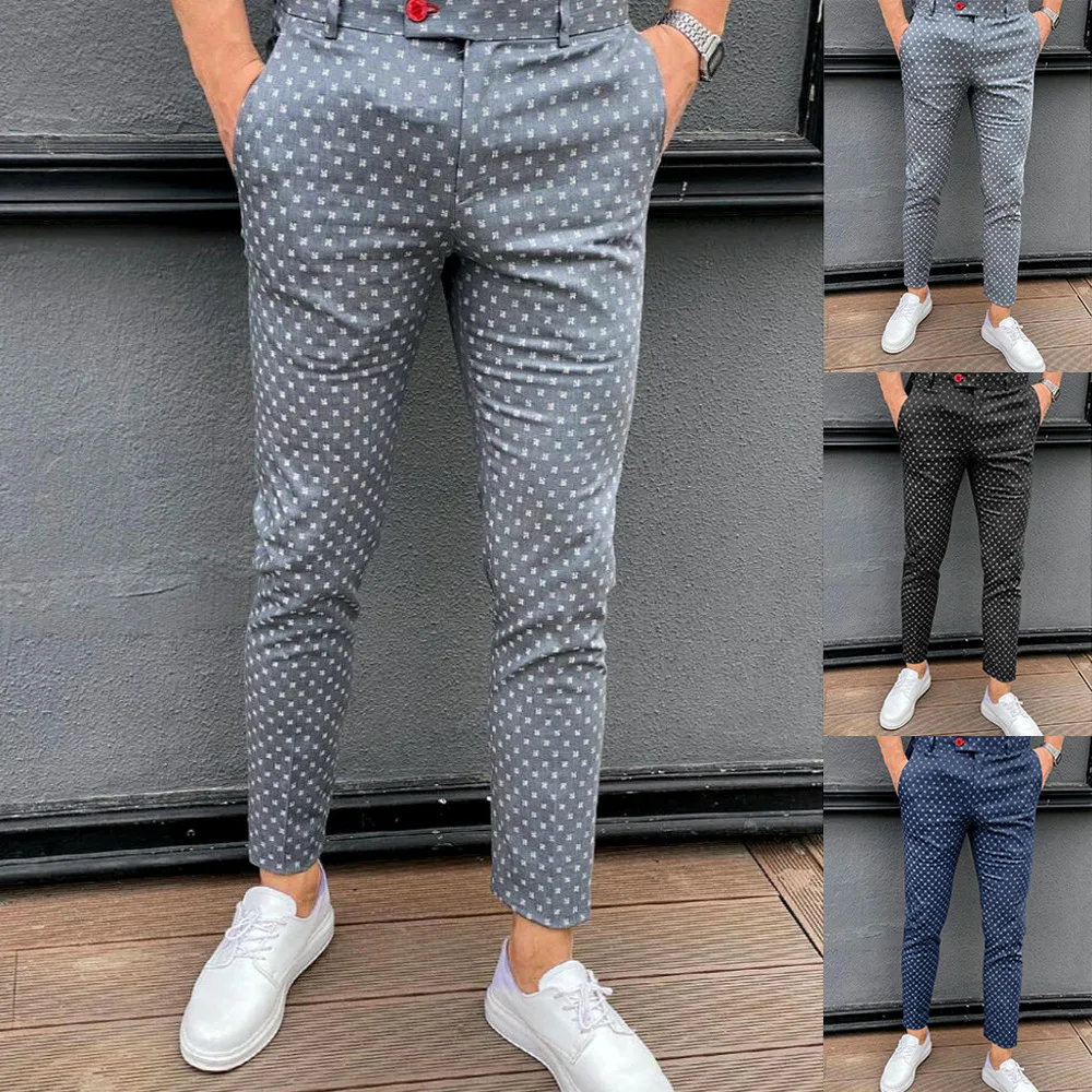 

Men Fashion Business Casual Pants New Design Printed Trousers Formal Social Business Clothes Stretch Pants Personality Hot Sale