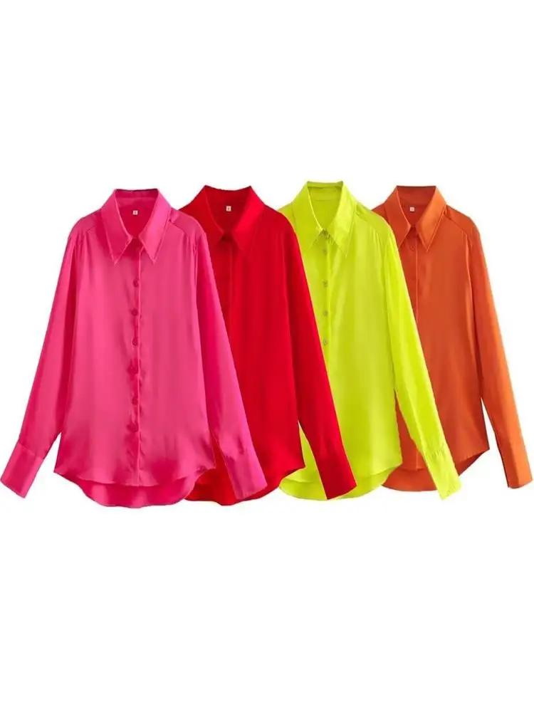 

MESTTRAF 2022 Women Sexy Solid ColorAsymmetric Shirts Vintage Long Sleeve Button Up Female Blouses Blusas Chic Tops