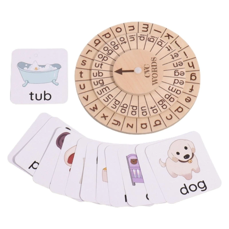 

Rotating Letter Puzzle for Kids Learning Toy Consonant+Vowel+Consonant Words Flash Cards Toy Spinning Toy E65D