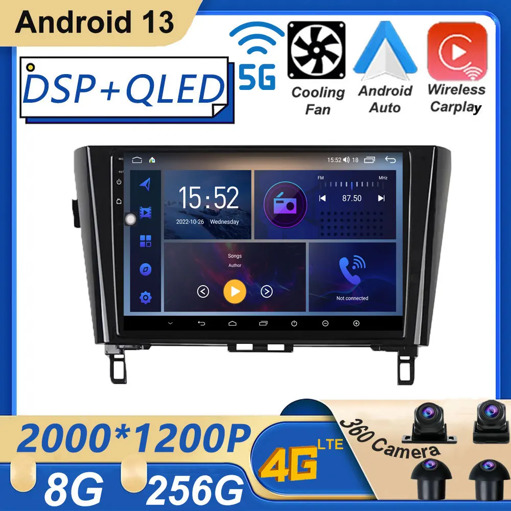 

10" Car Screen For Nissan X-Trail Qashqai 2 J1T32 Qashqai J10 J11 2014 - 2019 Android 13 Car Player Navigation Radio Multimedia