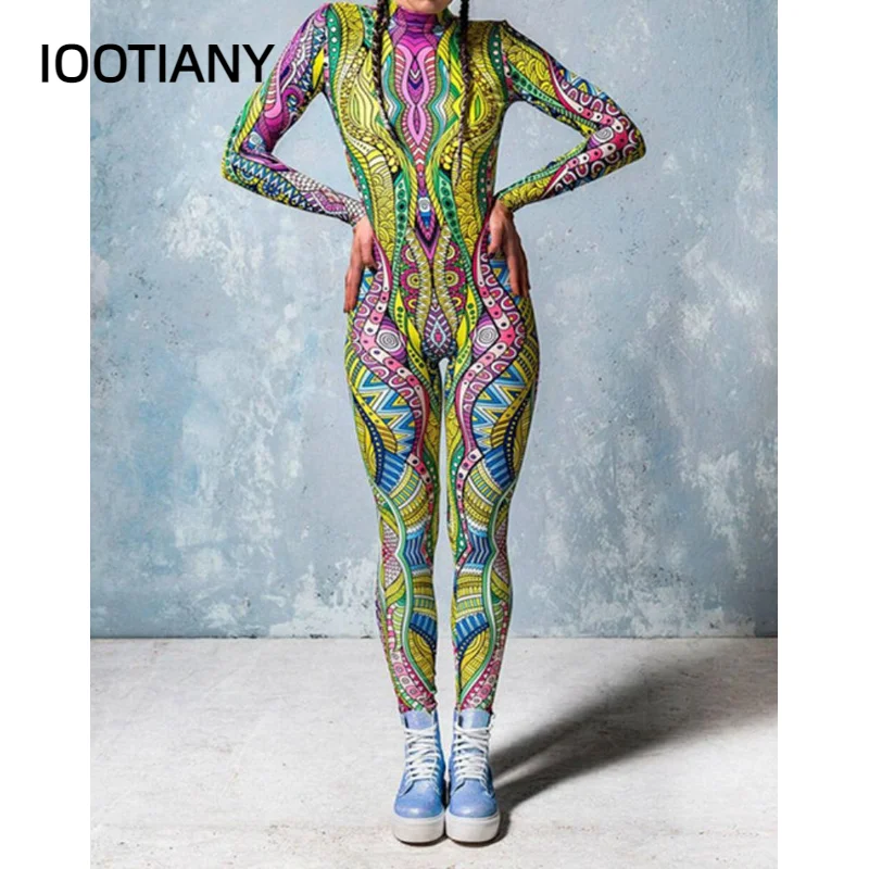 Женский и мужской робот будущего Цветные элементы комбинезон с 3D принтом в стиле