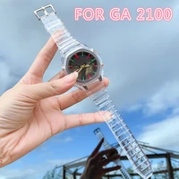 transparent resin case strap for ga2100 accessories rainbow strap for ga 2100 watch band bracelet bezelcase belt watchband