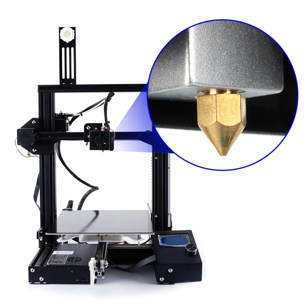 Фото Сопла из латуни Creality MK8 0.1/0.2/0.4/0.6/0.8/1 мм для 3D-принтеров CR10, CR10S, Ender-3 №3