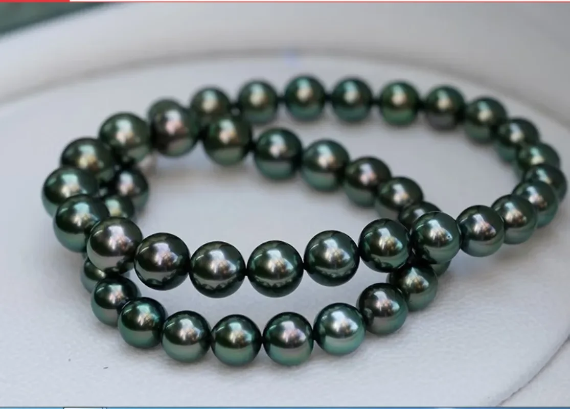 Suberb 17 &quot10-11 мм натуральное черное зеленое круглое жемчужное ожерелье для мужчин