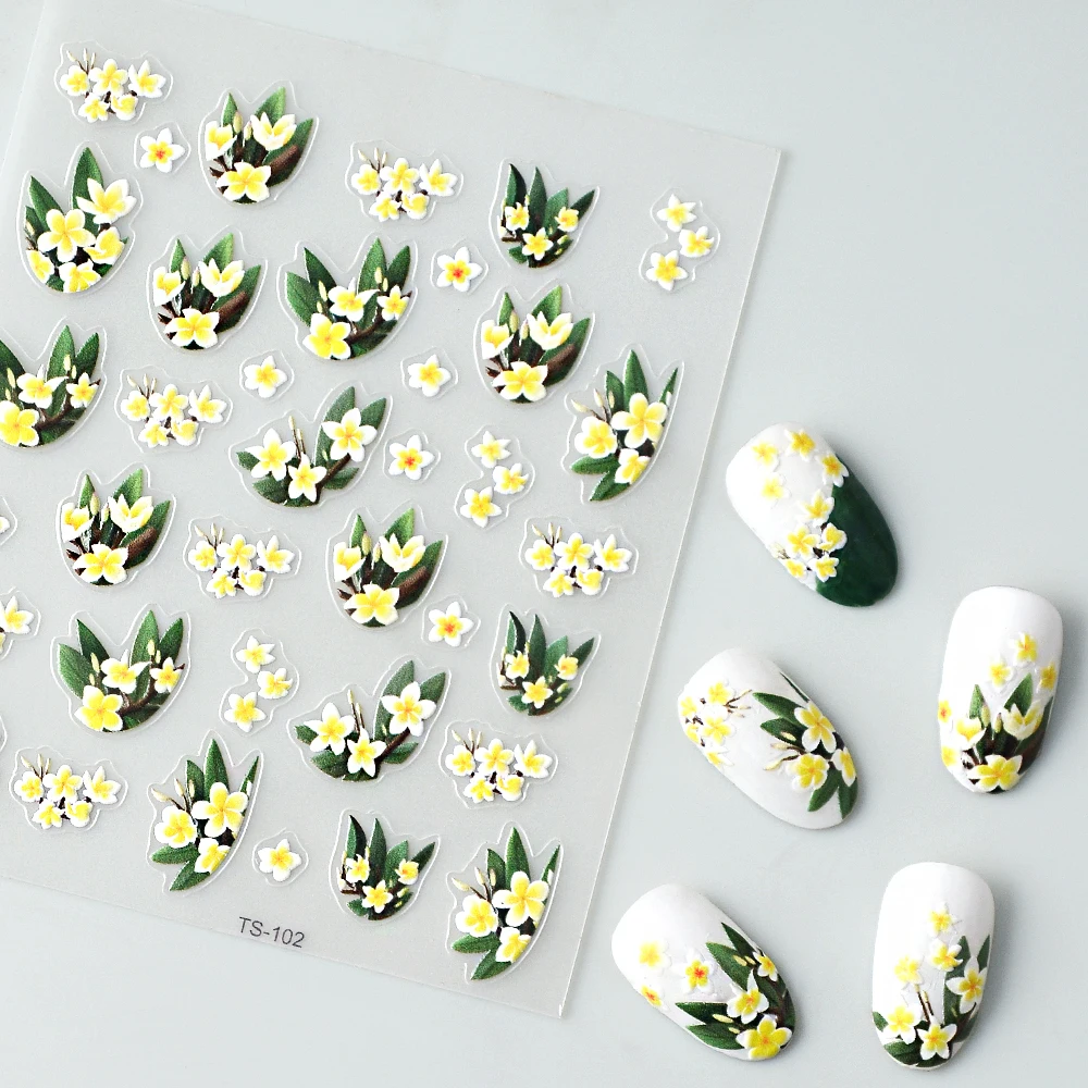 

Цветочные наклейки для ногтей Osmanthus Fragrans 5D, мягкие рельефные декоративные наклейки для ногтей