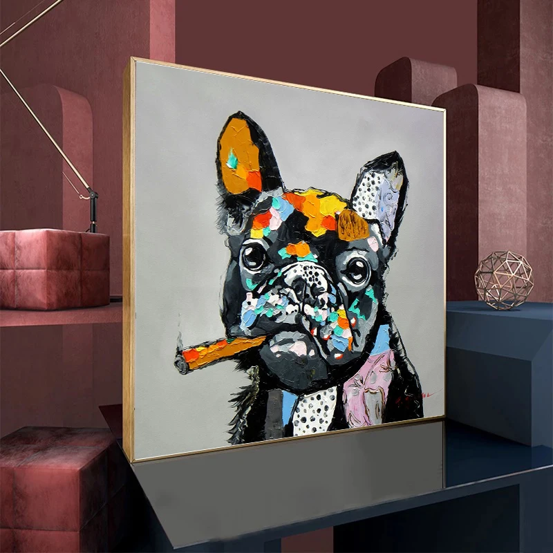 

Abstract Animal Bulldog Smoking Posters and Prints Canvas Painting Graffiti Wall Art Picture for Children's Room Home Decoration