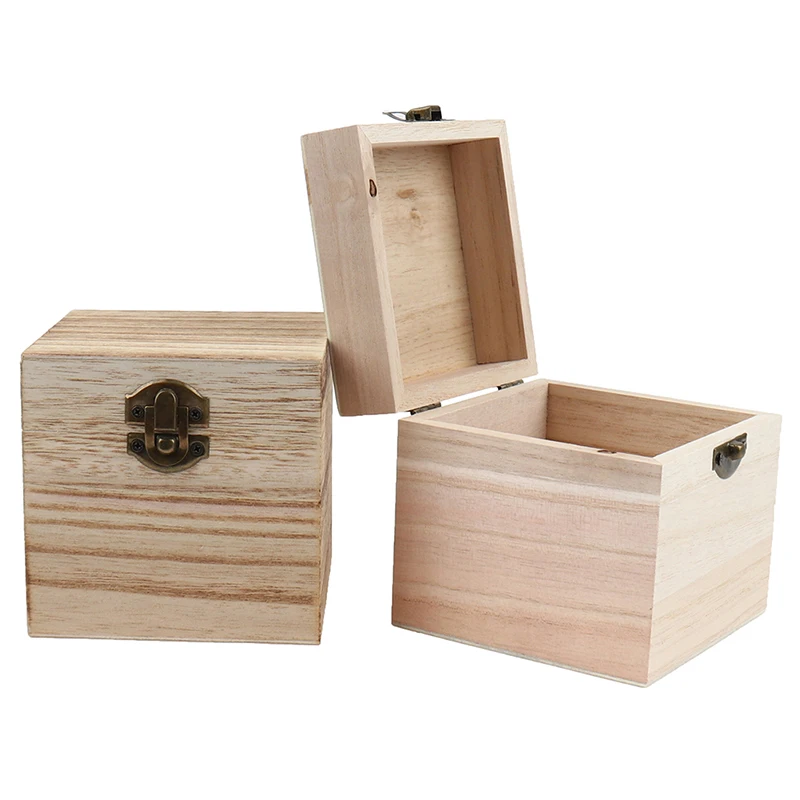 

Wooden Box Postcard Storage Organizer With Lid Lock Jewelry Box Desktop Handmade Clamshell Storage Hand Decoration